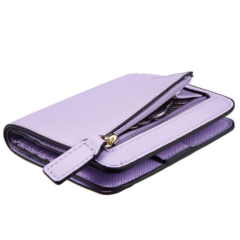 Light Purple Leather Compact Wallet - Picture 2 of 5